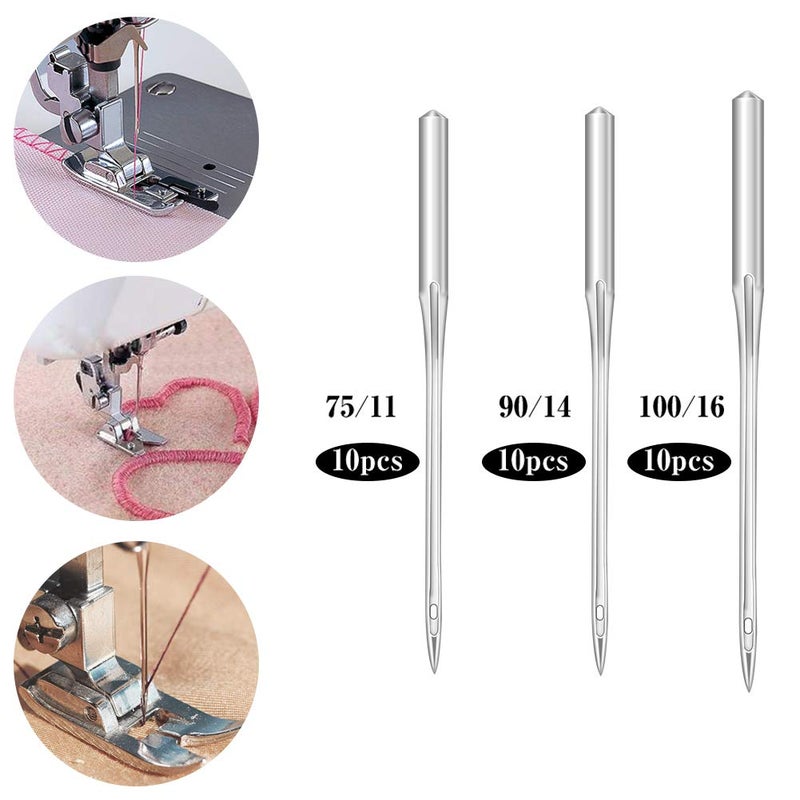 LUNARM 6 Pcs Hemming Foot Kit - 3 Pcs Narrow Rolled Hem Sewing Machine Presser Foot, 3 Pcs Wide Hem Presser Foot and 30 Pcs Sewing Machine Needles, for Household Multi-Function Sewing Machines - Image 3